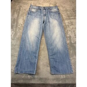 Avirex Mens 38x32 Wide Leg Baggy Jeans Light Wash Grunge Y2K Distressed Skater